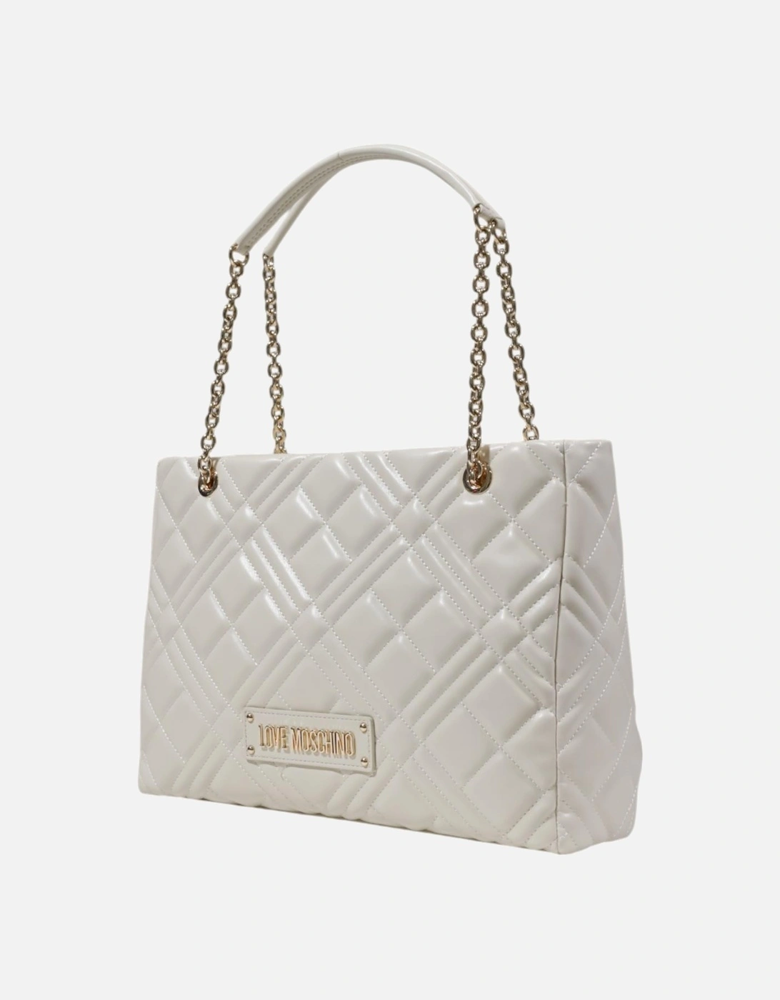 Handbag with Zip and Plain Pattern Women - Beige Bags