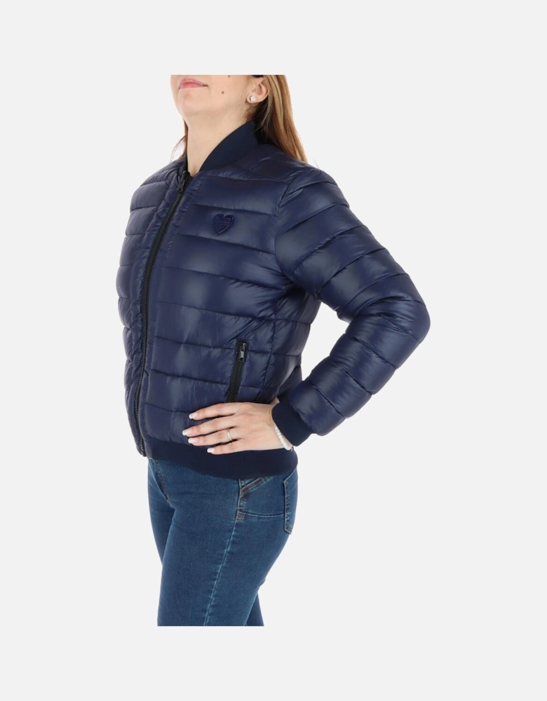 Printed Long Sleeve Zip-Up Jacket Women - Blue Jackets