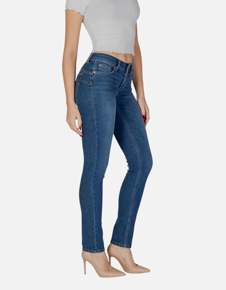 Plain Worn-Out Effect Jeans with Pockets Women - Blue