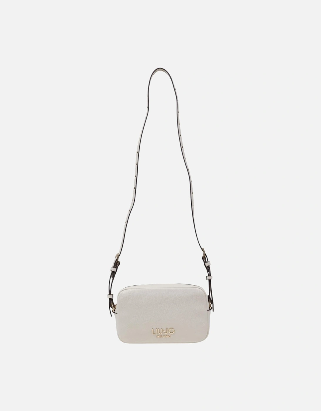 Plain Polyurethane Shoulder Bag with Zip Fastening Women - White