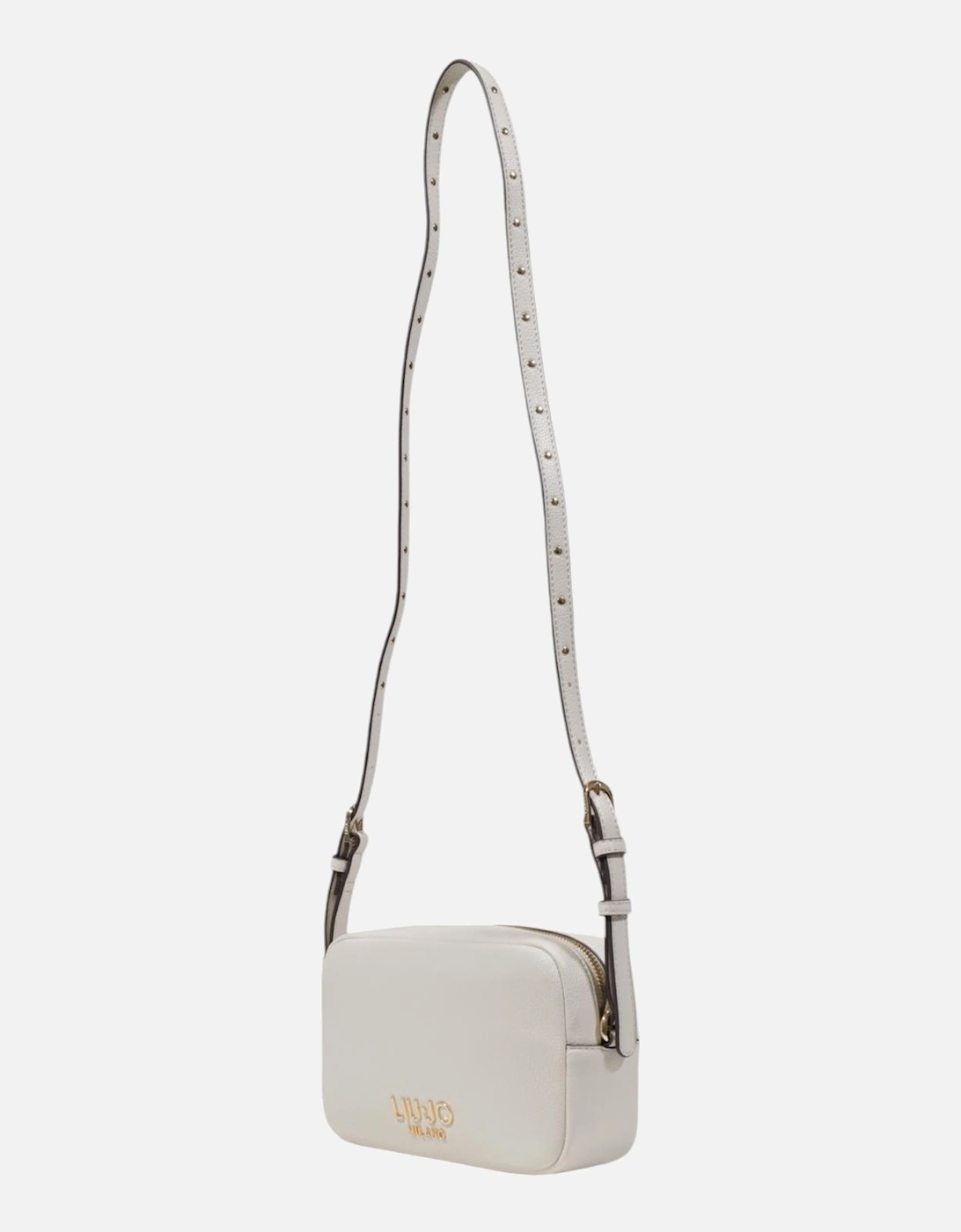 Plain Polyurethane Shoulder Bag with Zip Fastening Women - White