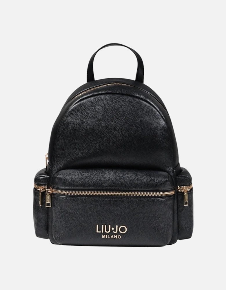 Zip Fastening Rucksack with Pockets Women - Black Bags