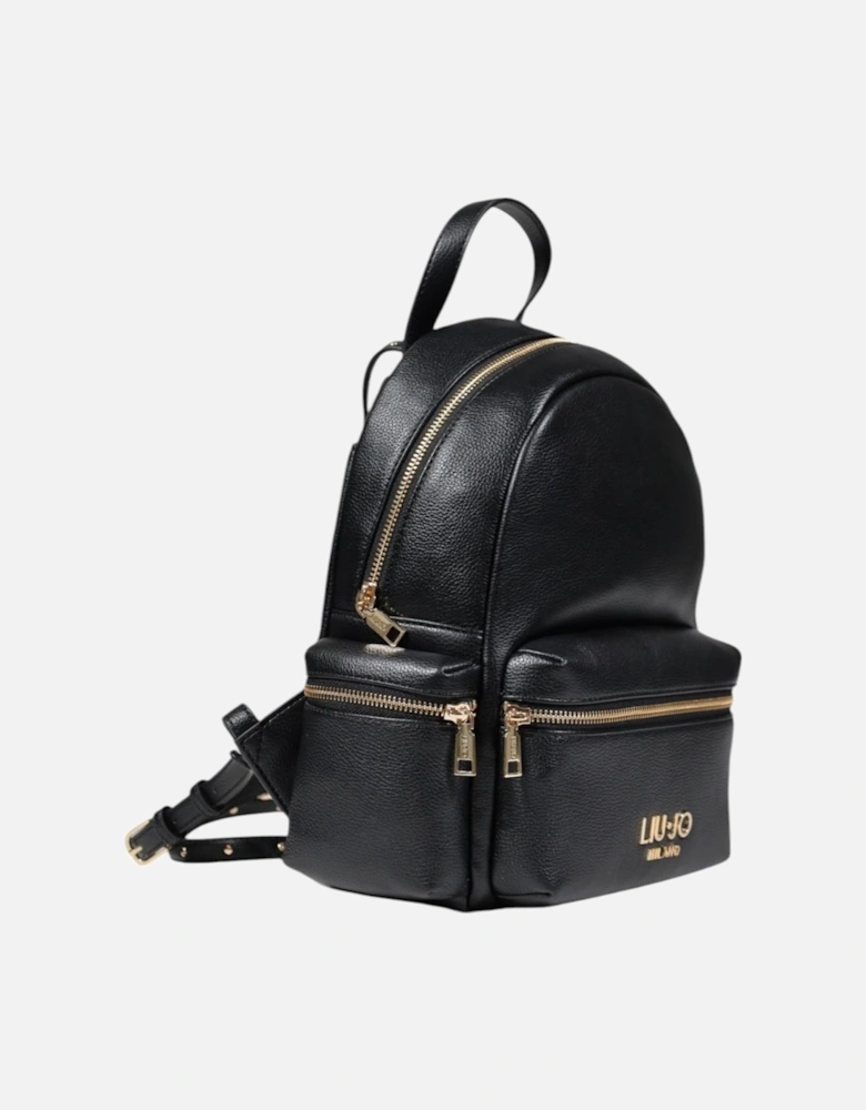 Zip Fastening Rucksack with Pockets Women - Black Bags