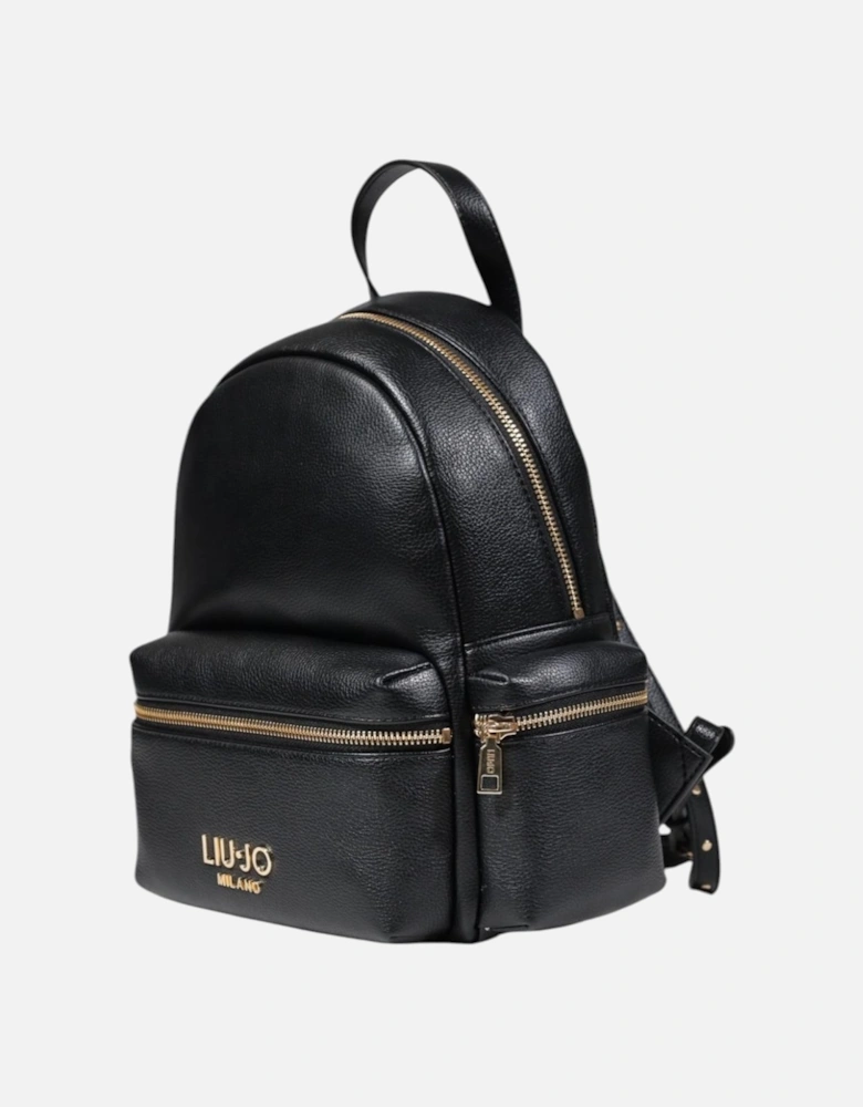 Zip Fastening Rucksack with Pockets Women - Black Bags