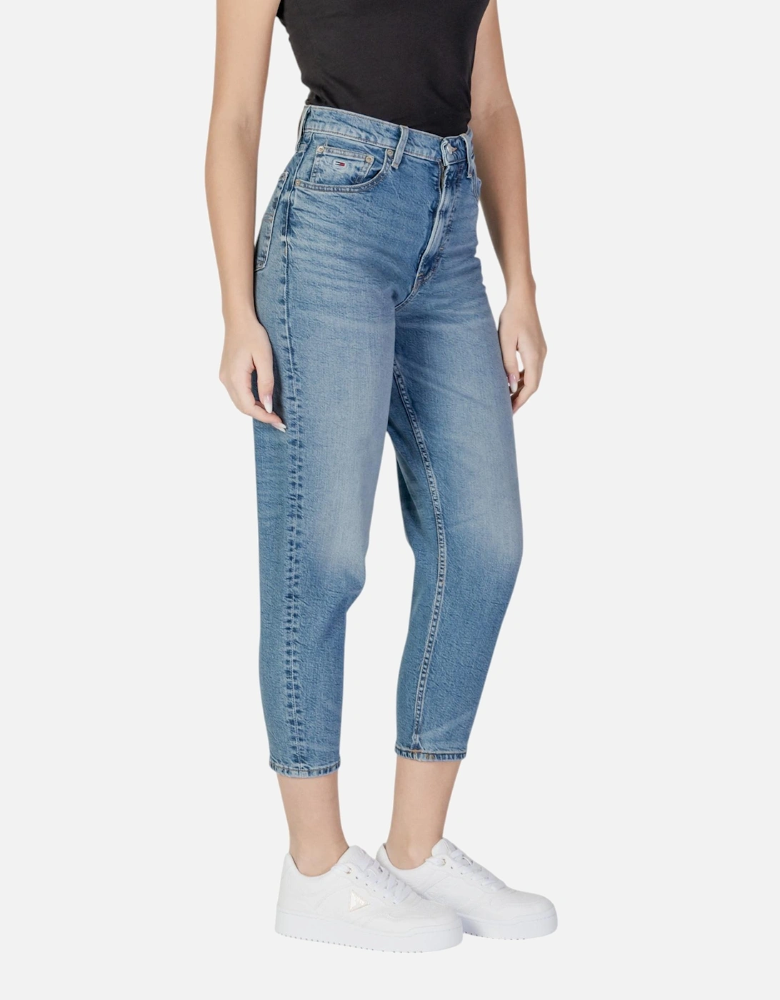 Plain Pattern Zip and Button Jeans Women - Blue, 4 of 3