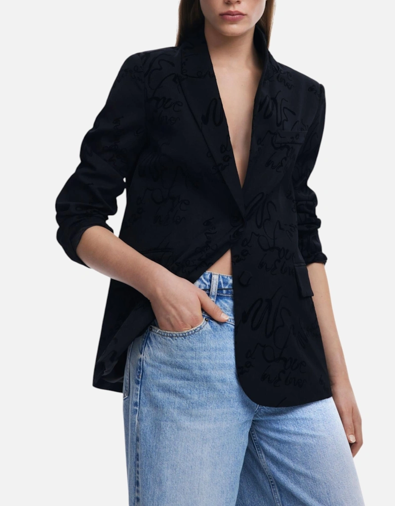 Low-Cut V-Neck Blazer with Front Pockets Women - Black