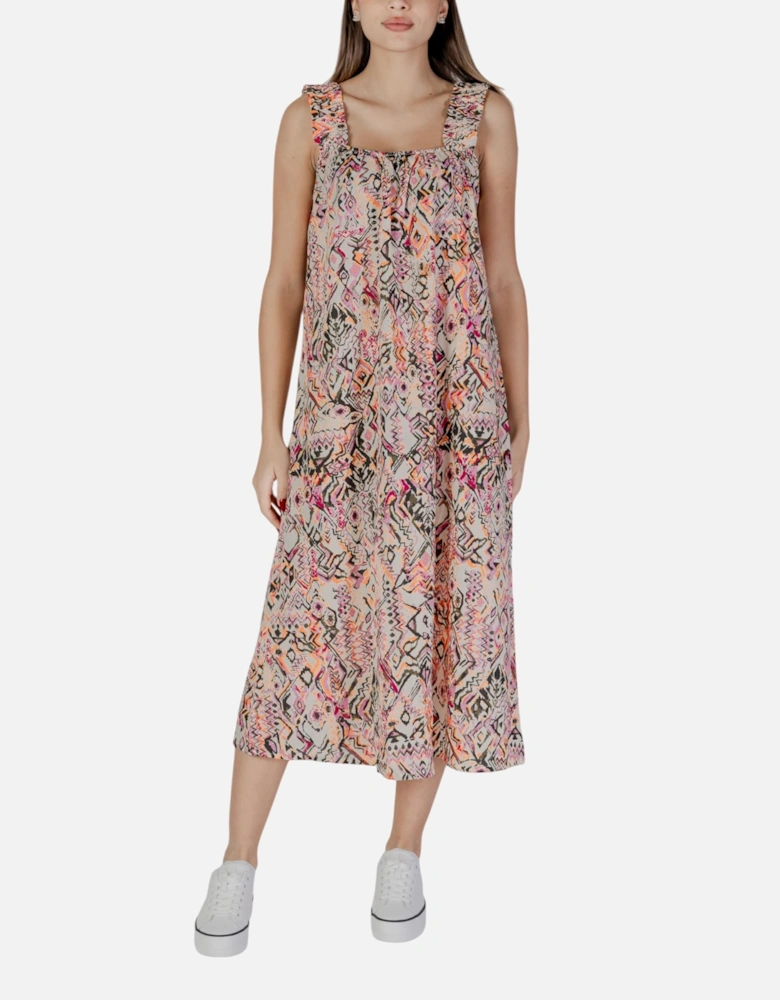 Printed Strappy Dress with Square Neckline Women - Pink Dresses