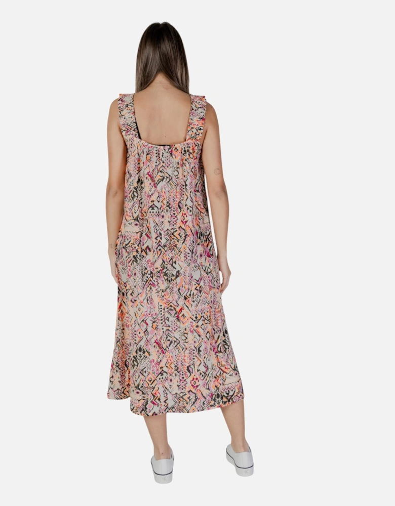 Printed Strappy Dress with Square Neckline Women - Pink Dresses