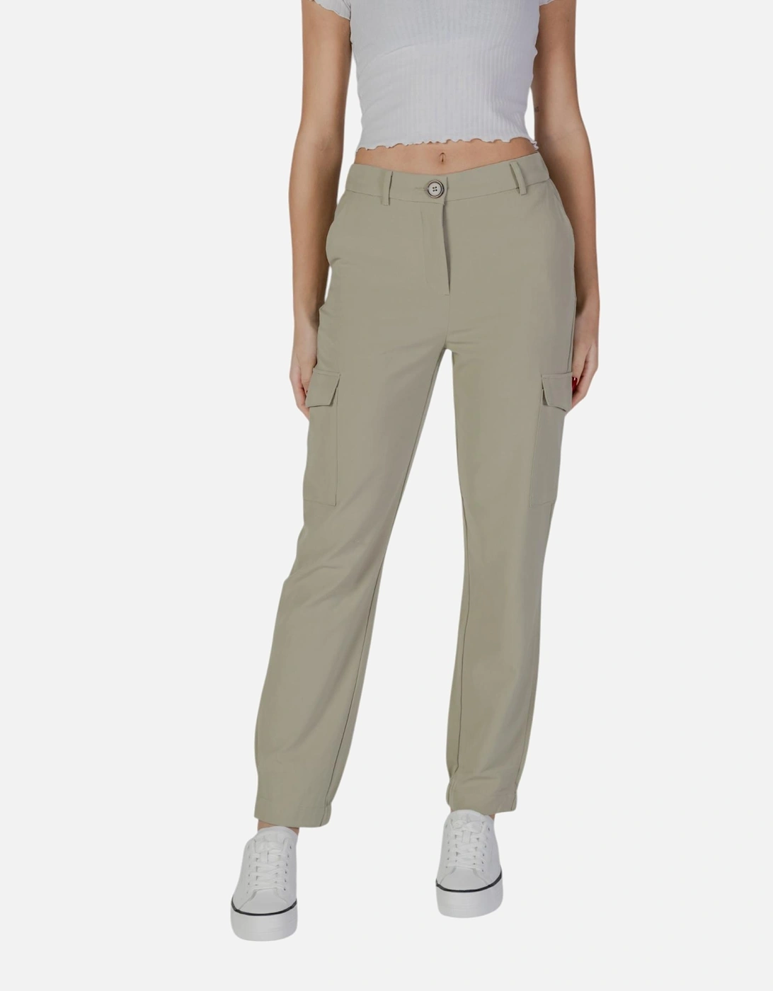 Zip and Button Front-Back-Side Pocket Trousers Women - Green, 4 of 3