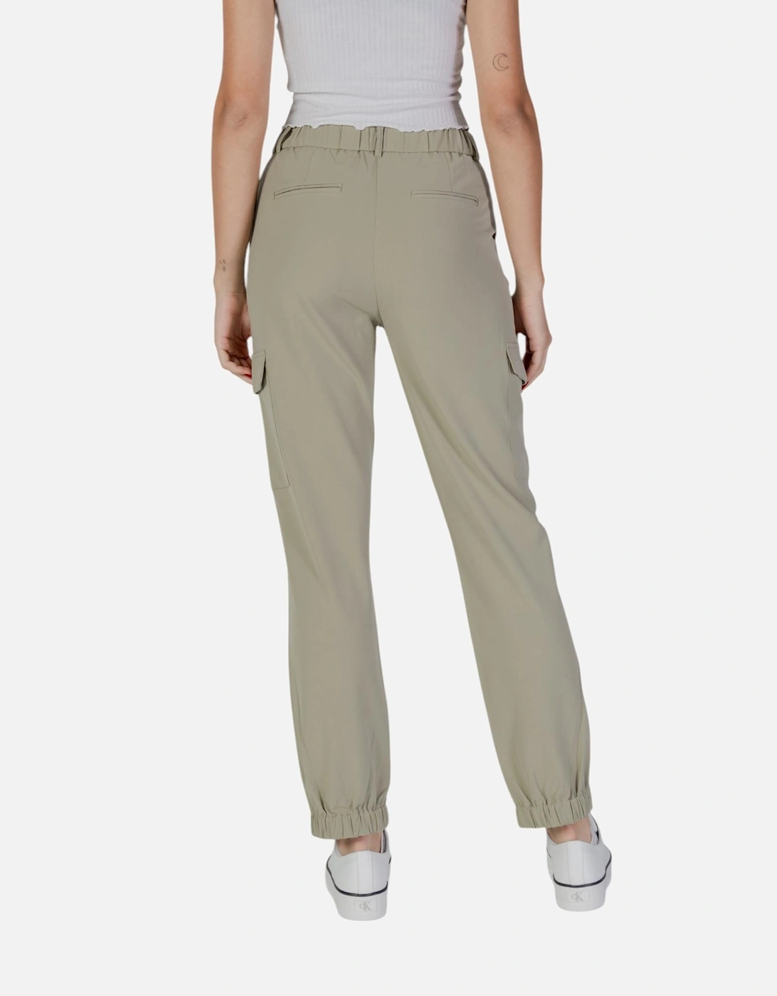 Zip and Button Front-Back-Side Pocket Trousers Women - Green