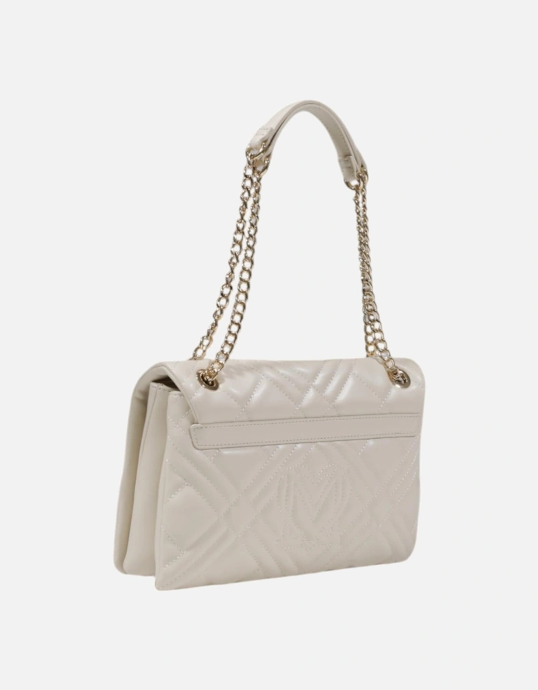 Plain Shoulder Bag with Clip Fastening Women - Beige