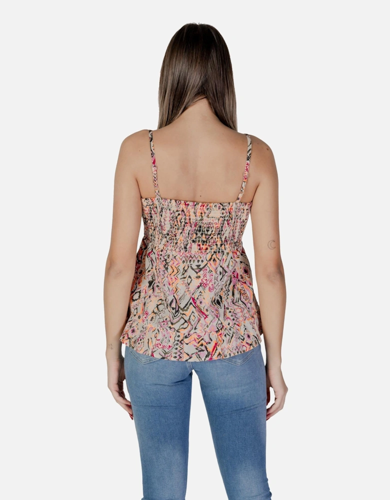 Square Neckline Sleeveless Cotton Tank-Top Women - Pink Tops