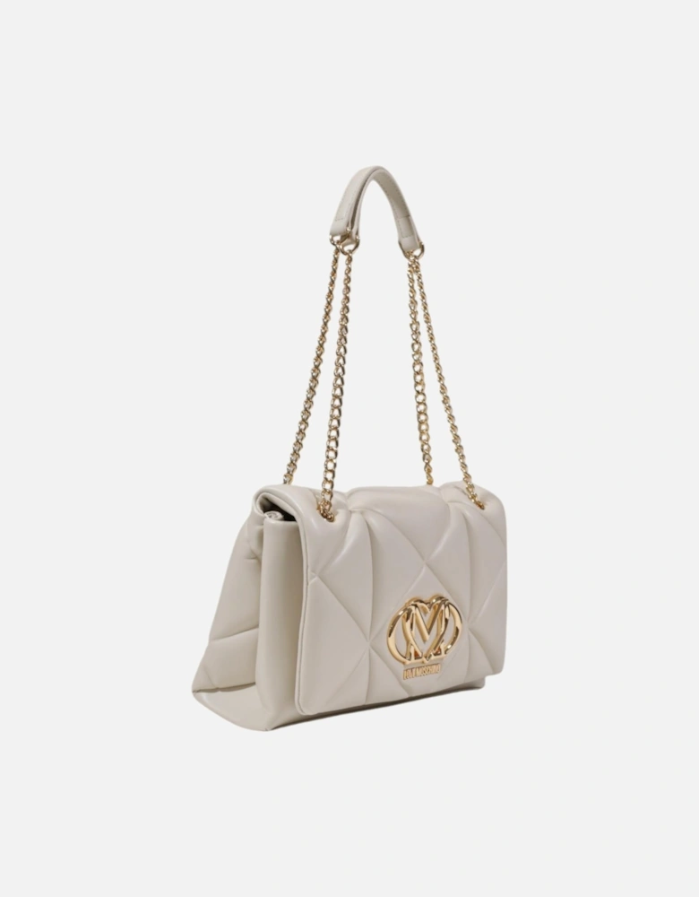 Plain Shoulder Bag with Clip Fastening Women - Beige