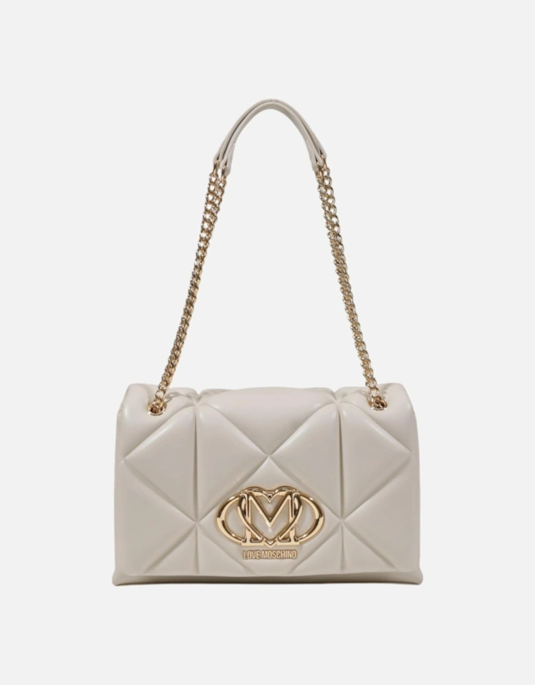 Plain Shoulder Bag with Clip Fastening Women - Beige