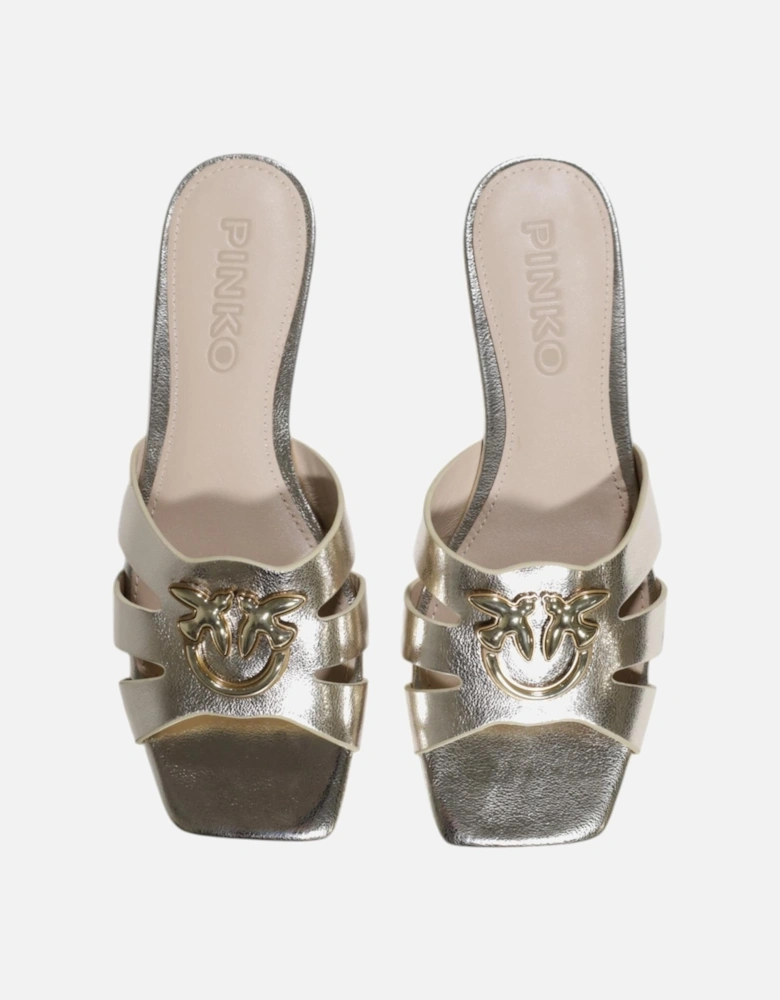 Elegant Leather Slippers Women - Gold