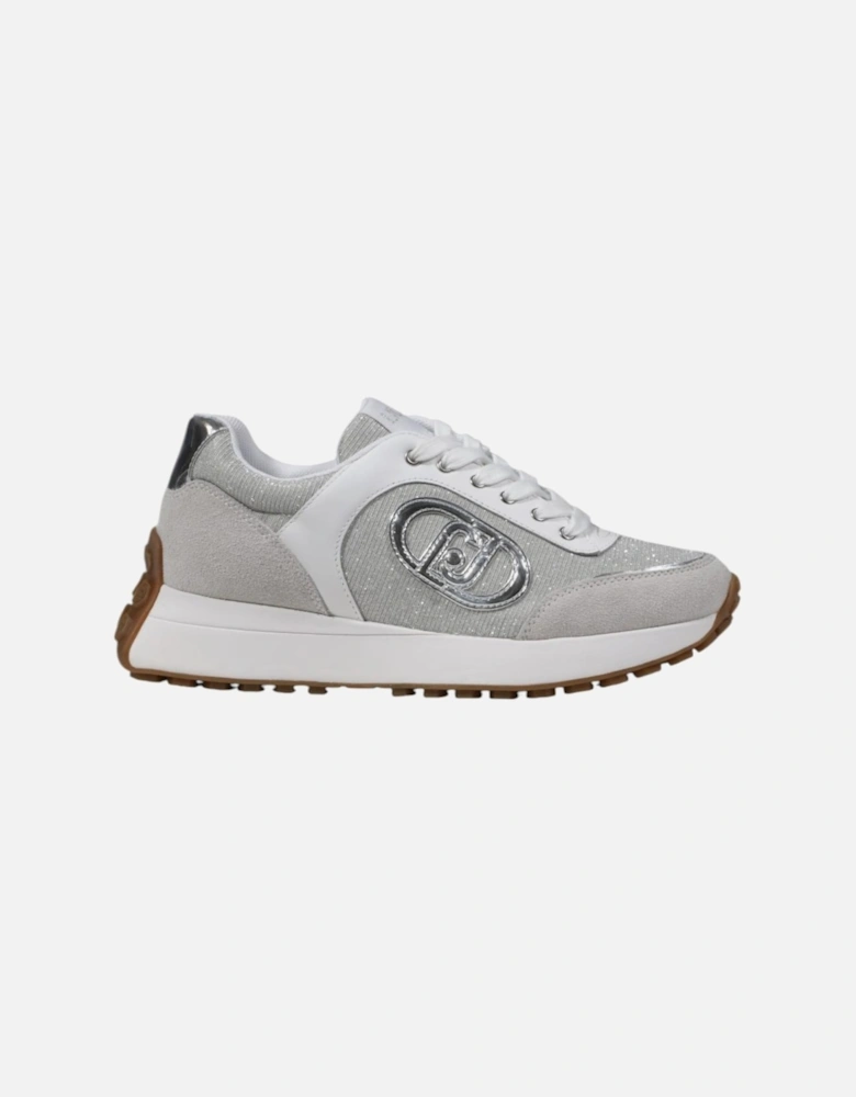 Lace-Up Leather and Polyester Sneakers Women - Silver
