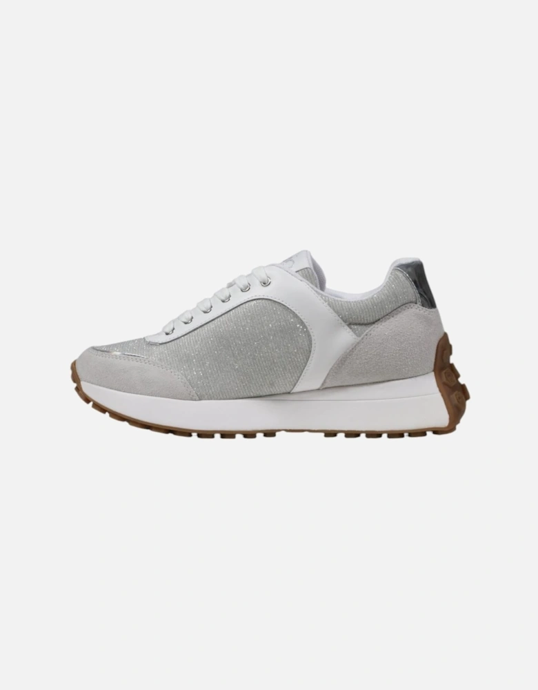 Lace-Up Leather and Polyester Sneakers Women - Silver