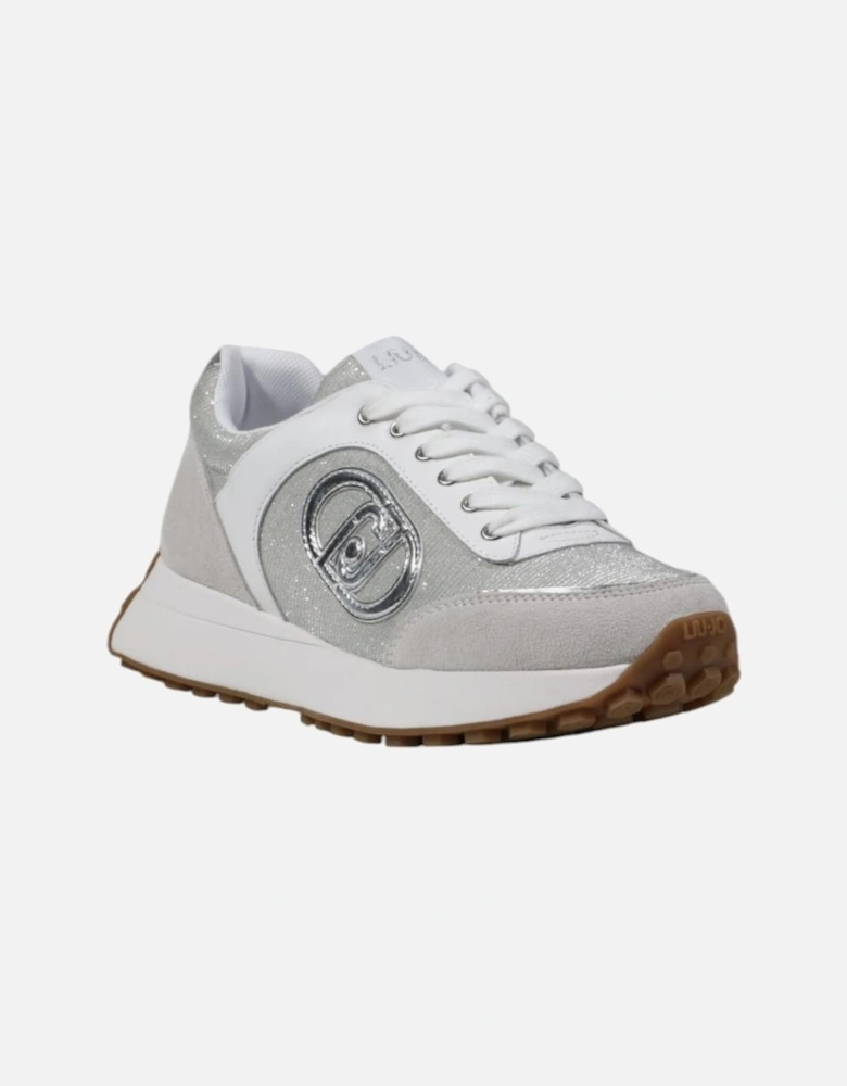 Lace-Up Leather and Polyester Sneakers Women - Silver