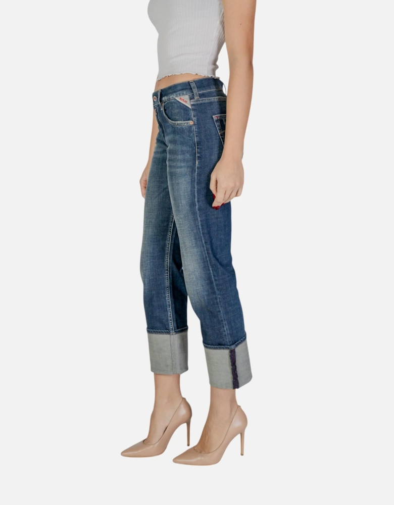 Plain High-Rise Worn-Out Effect Jeans Women - Blue