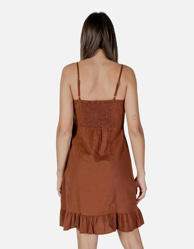 Slip On Linen-Blend Strappy Dress Women - Brown Dresses