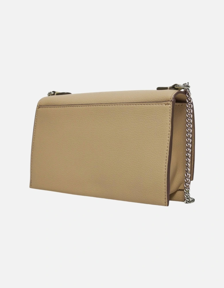 Plain Shoulder Bag with Clip Fastening Women - Beige