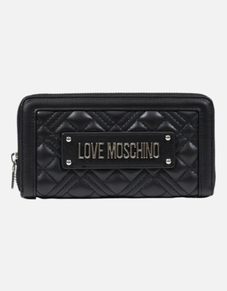 Zip-Around Polyurethane Wallet Women - Black