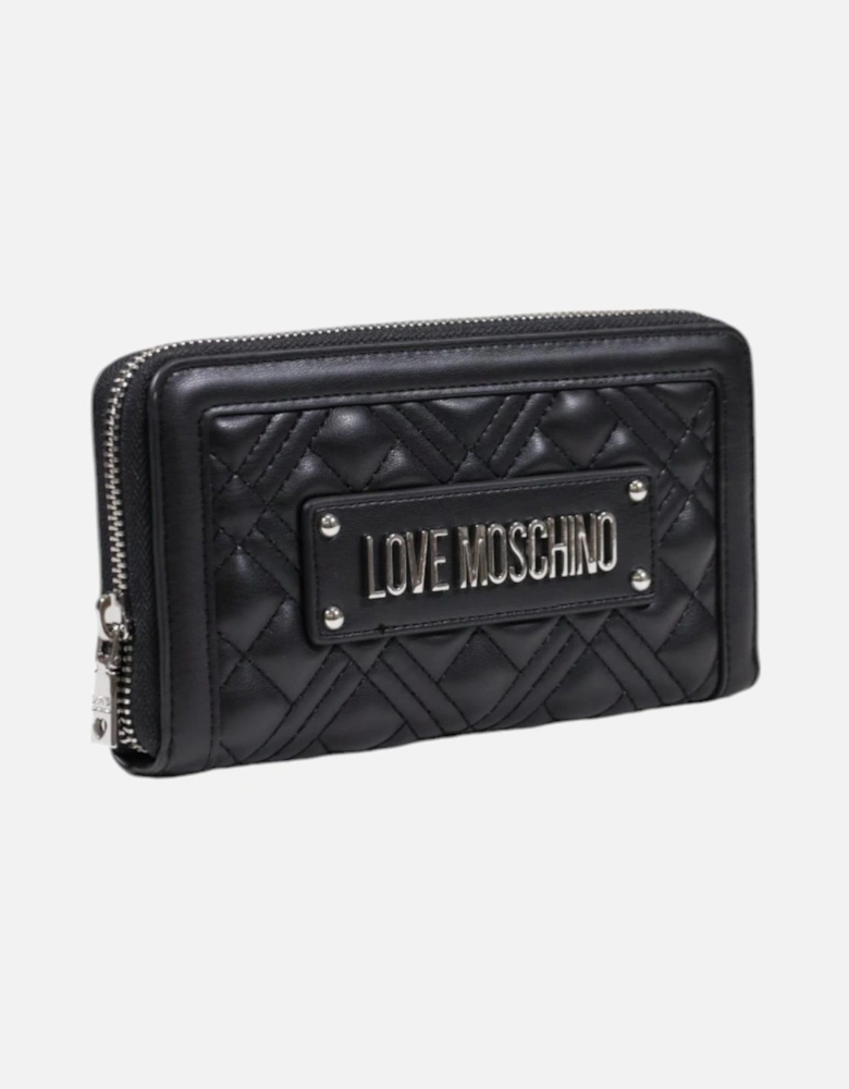Zip-Around Polyurethane Wallet Women - Black