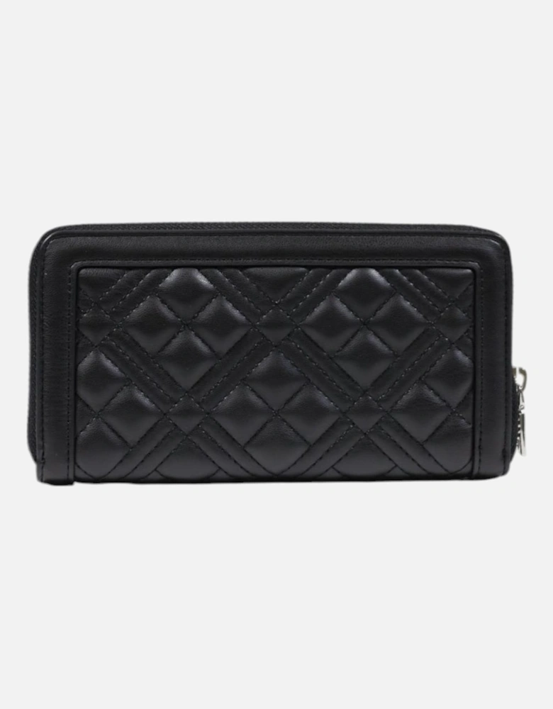 Zip-Around Polyurethane Wallet Women - Black