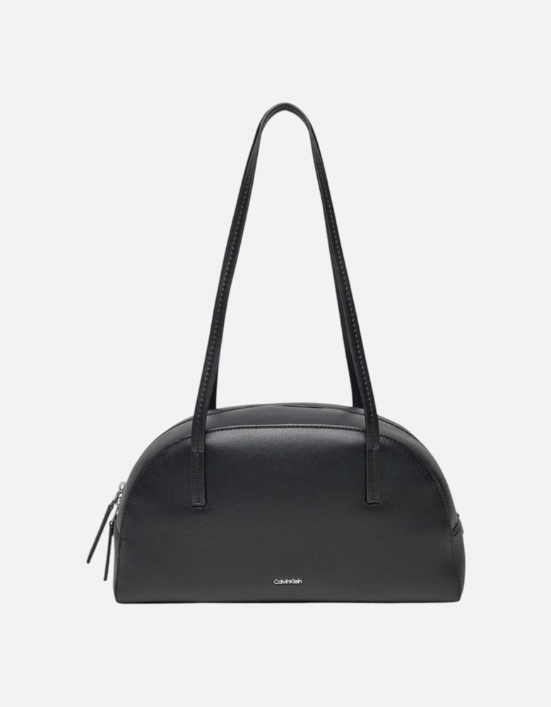 Plain Shoulder Bag with Zip Fastening Women - Black