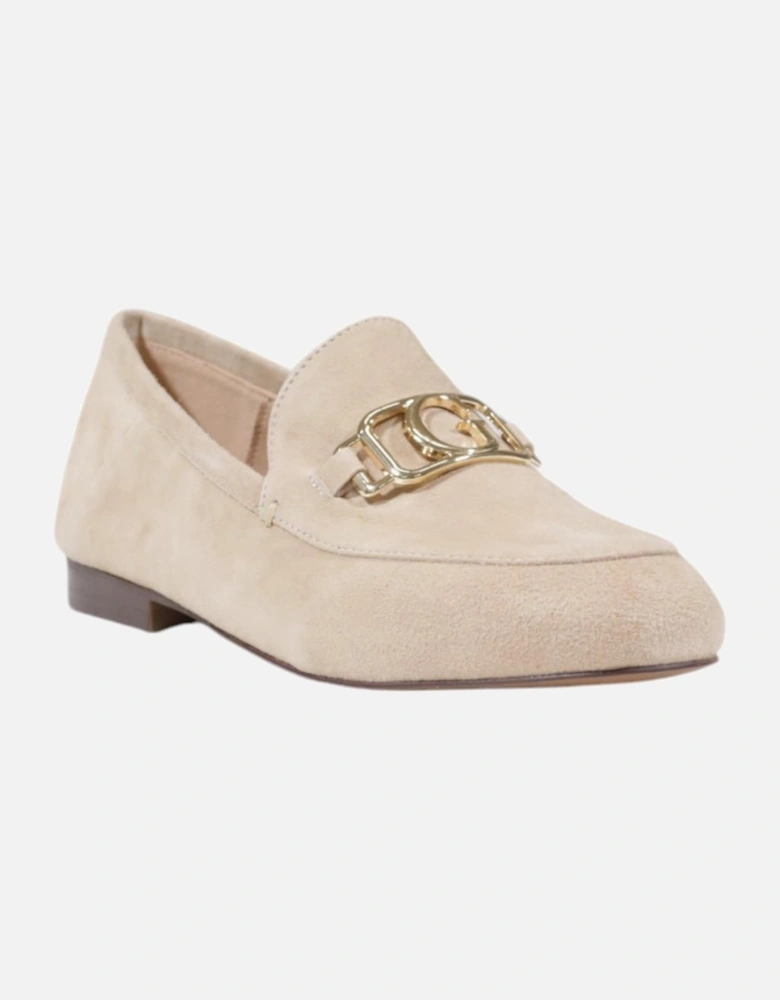 Elegant Leather Slip On Shoes Women - Beige