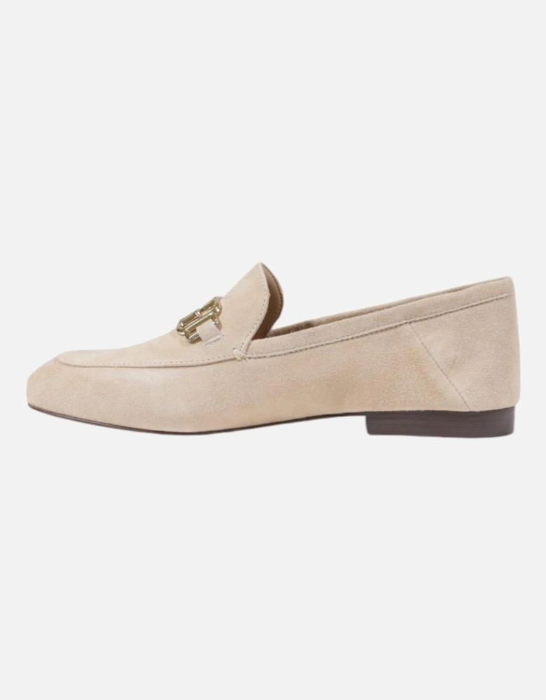 Elegant Leather Slip On Shoes Women - Beige