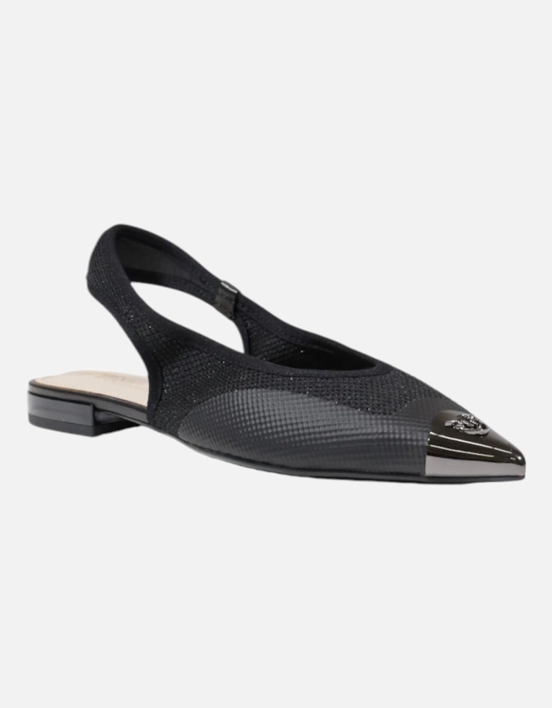 Leather Slip-On Sandals with Buckle and Bow Women - Black