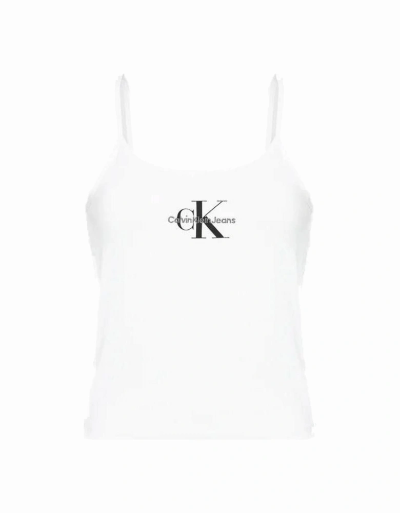 Printed White Cotton Tank Top Women