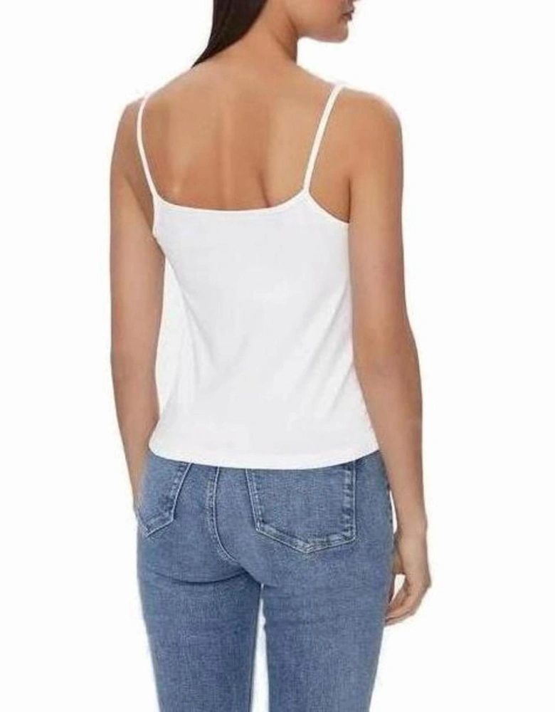 Printed White Cotton Tank Top Women