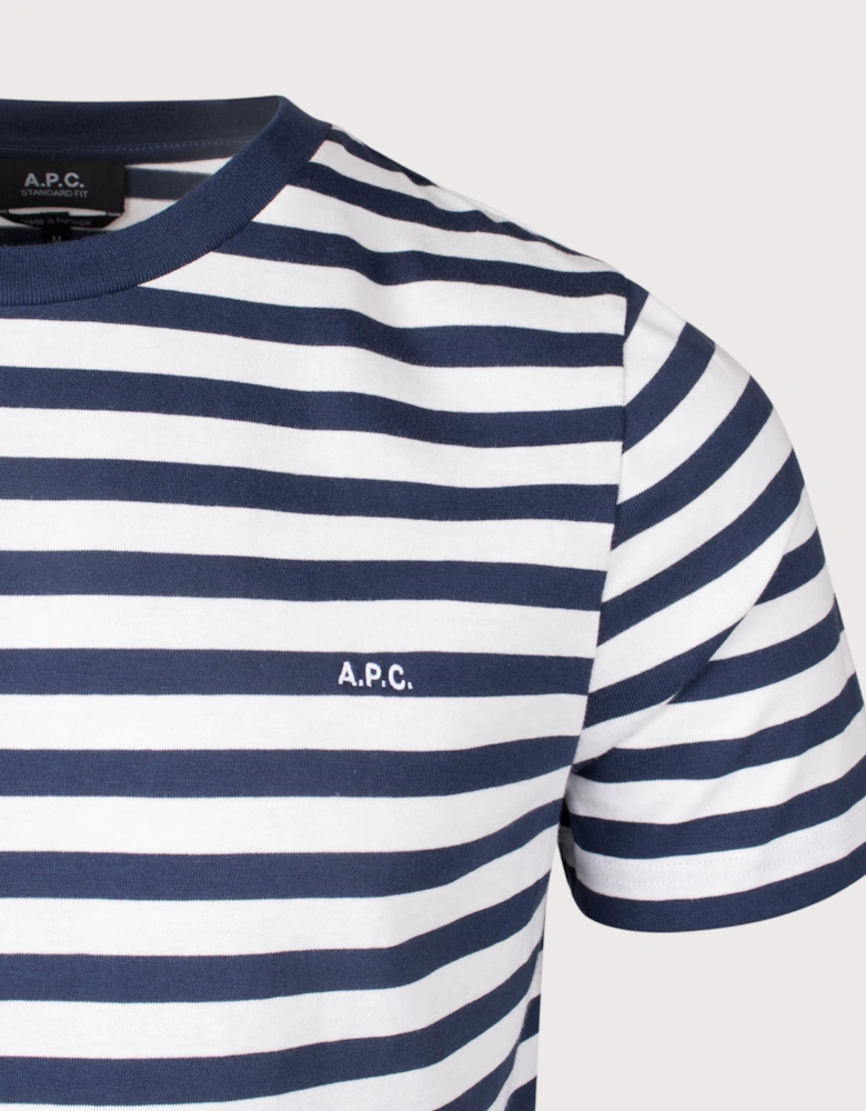 Relaxed Fit APC Embroidered Striped T-Shirt