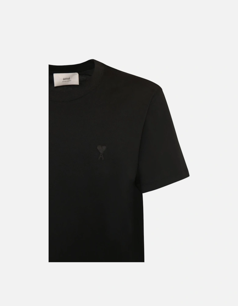 Tonal Heart Embroidered T-Shirt in Black