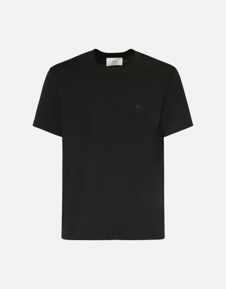 Tonal Heart Embroidered T-Shirt in Black