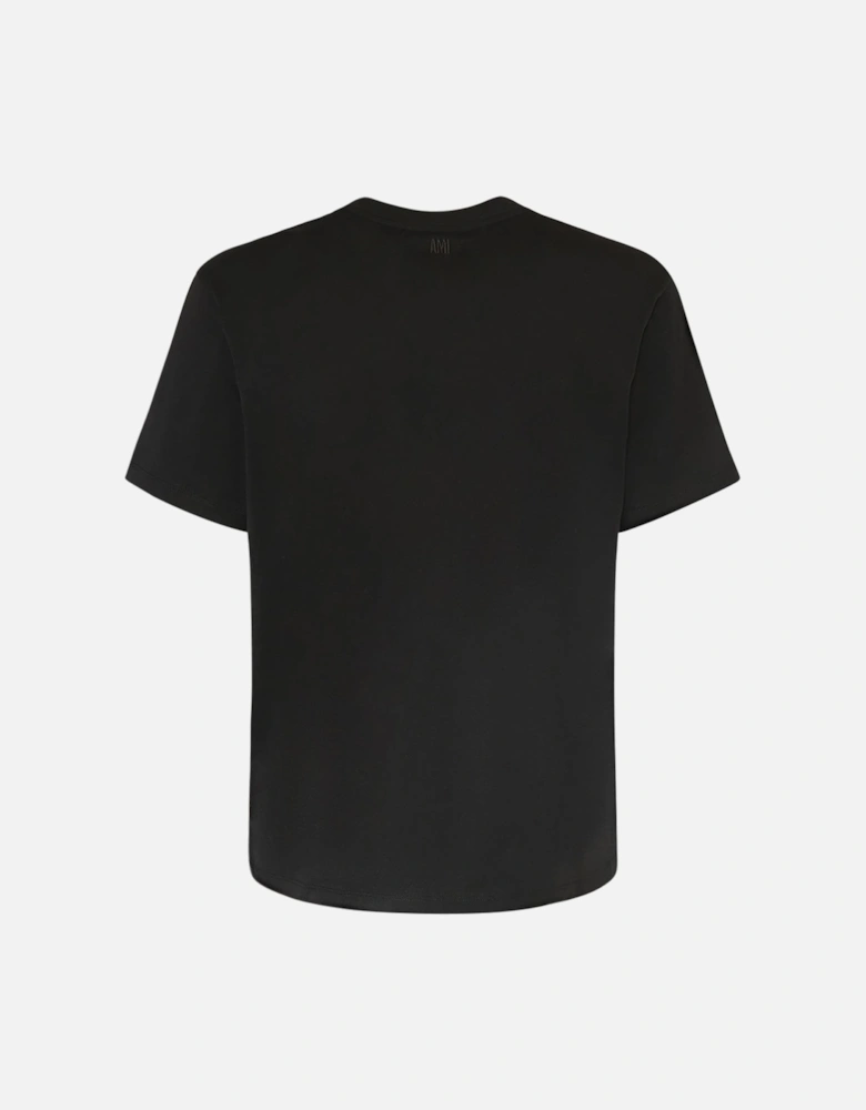 Tonal Heart Embroidered T-Shirt in Black