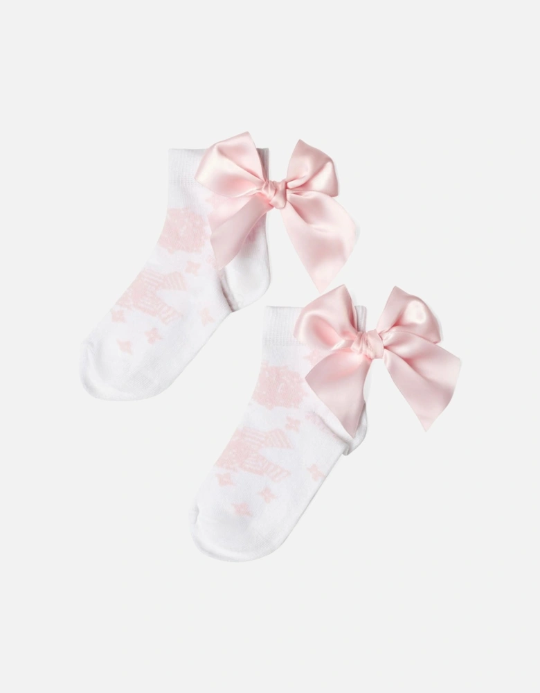 HEAVENLY HYDRANGEA CLEMINTINE BOW ANKLE SOCK 1904 - BRIGHT WHITE