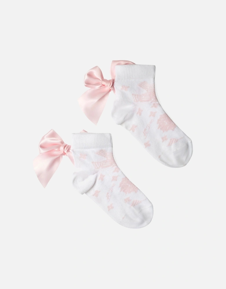 HEAVENLY HYDRANGEA CLEMINTINE BOW ANKLE SOCK 1904 - BRIGHT WHITE