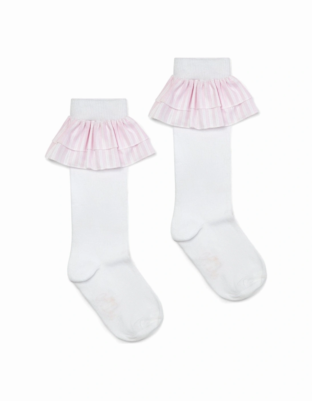 A DEE HEAVENLY HYDRANGEA COLETTE SEERSUCKER FRILL KNEE HIGH SOCK 1902 - BRIGHT WHITE, 3 of 2