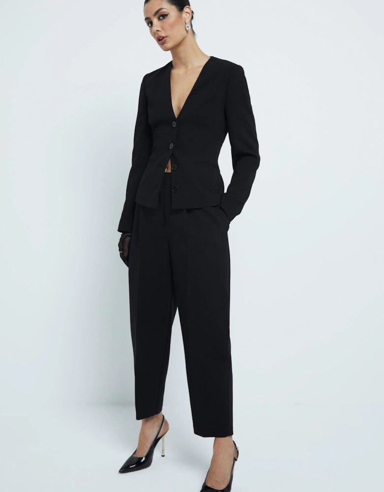Slim Barrel Leg Trouser - Black