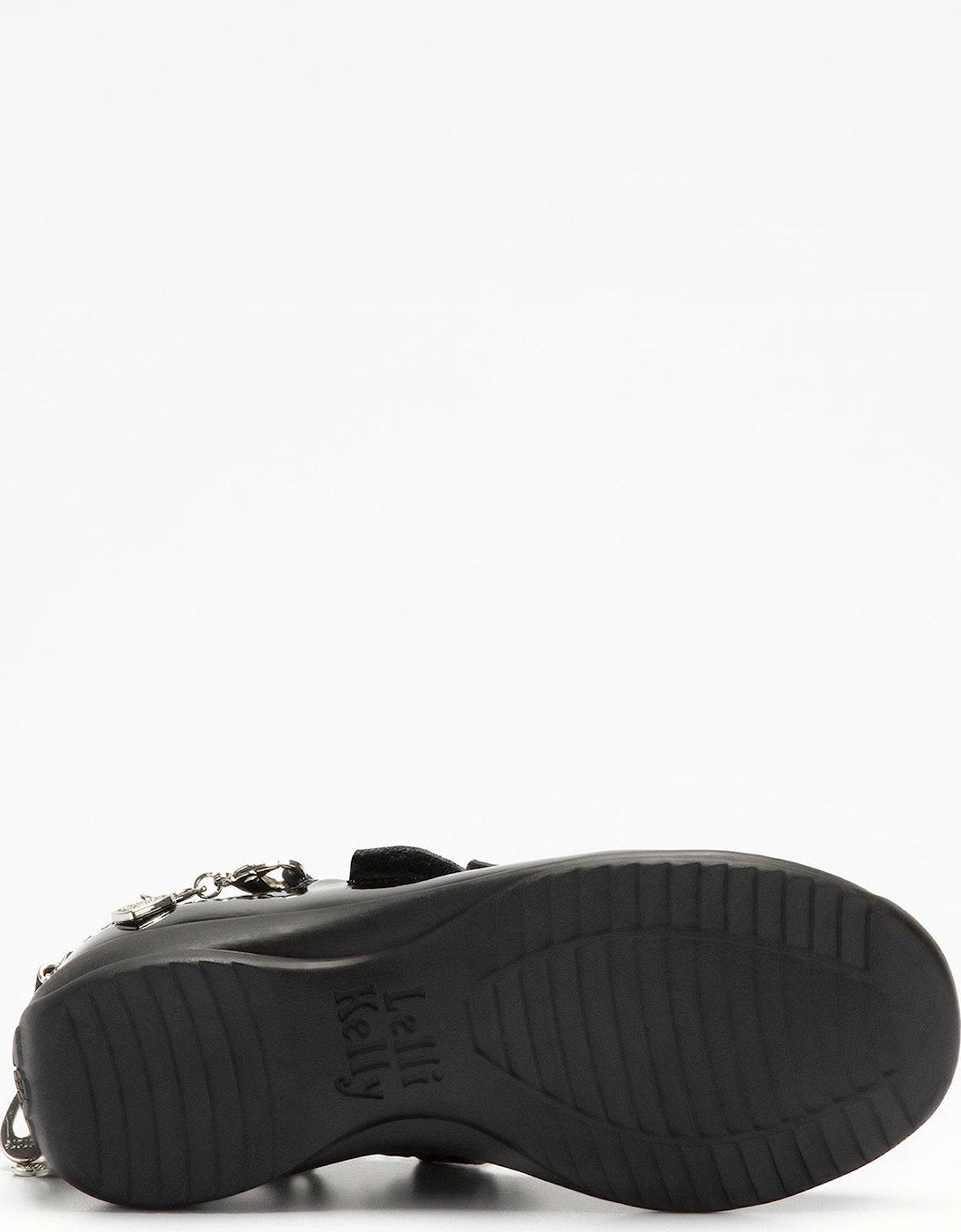 Alicia Bracelet Removeable Bow Patent School Shoe - Black
