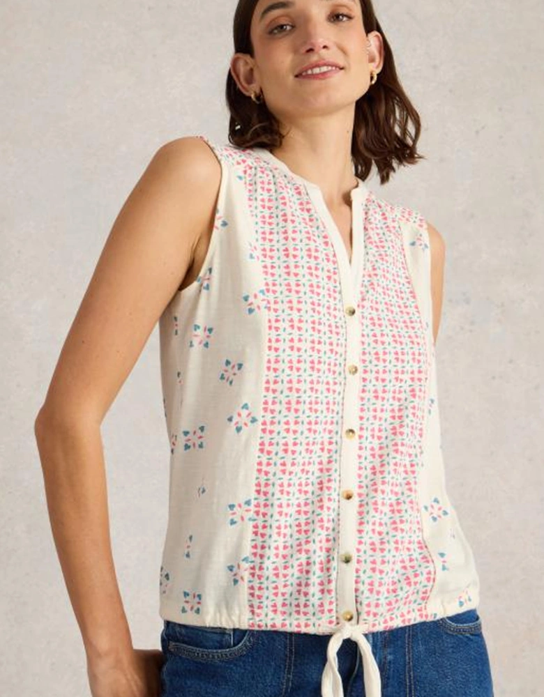 Women's Tulip Sleeveless Shirt Pink Print