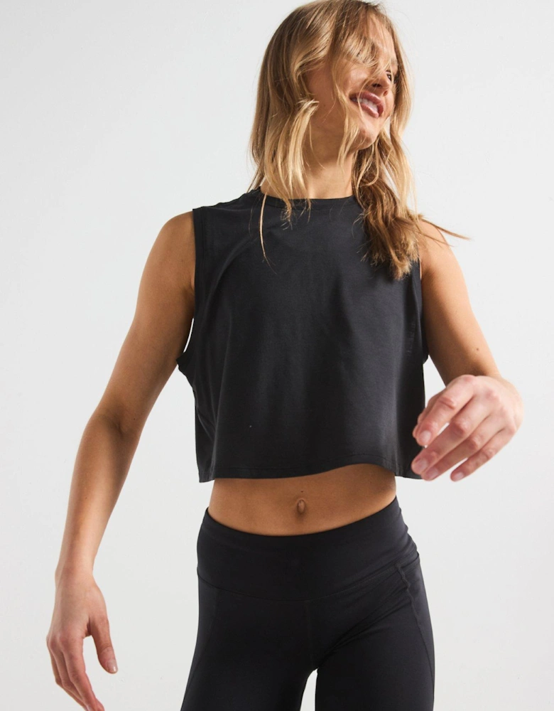 Womens Training Breathe Easy Crop Muscle Tank - Black