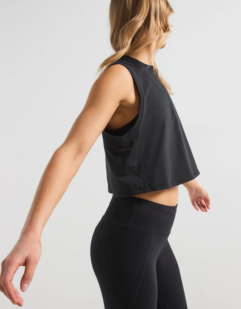 Womens Training Breathe Easy Crop Muscle Tank - Black