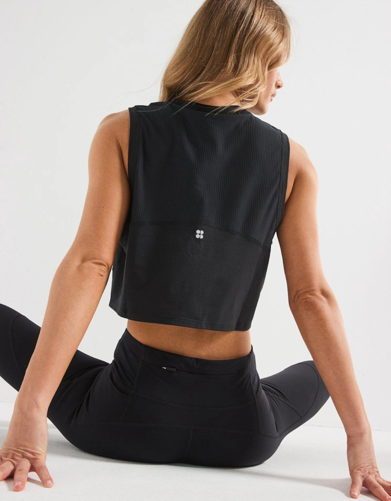Womens Training Breathe Easy Crop Muscle Tank - Black