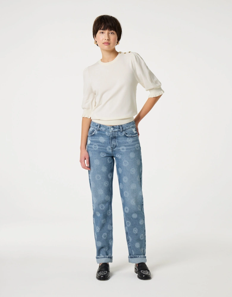 Molly short sleeve pullover in cosy white