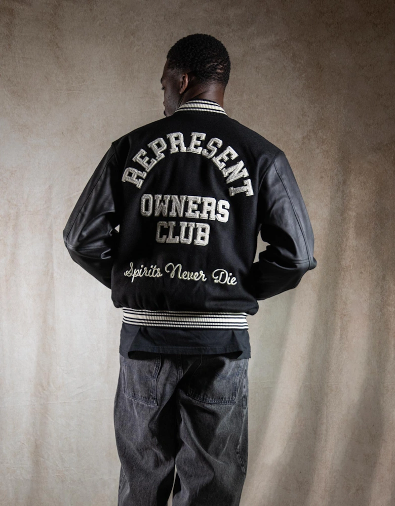 Oversized Fit Owners Club Varsity Jacket