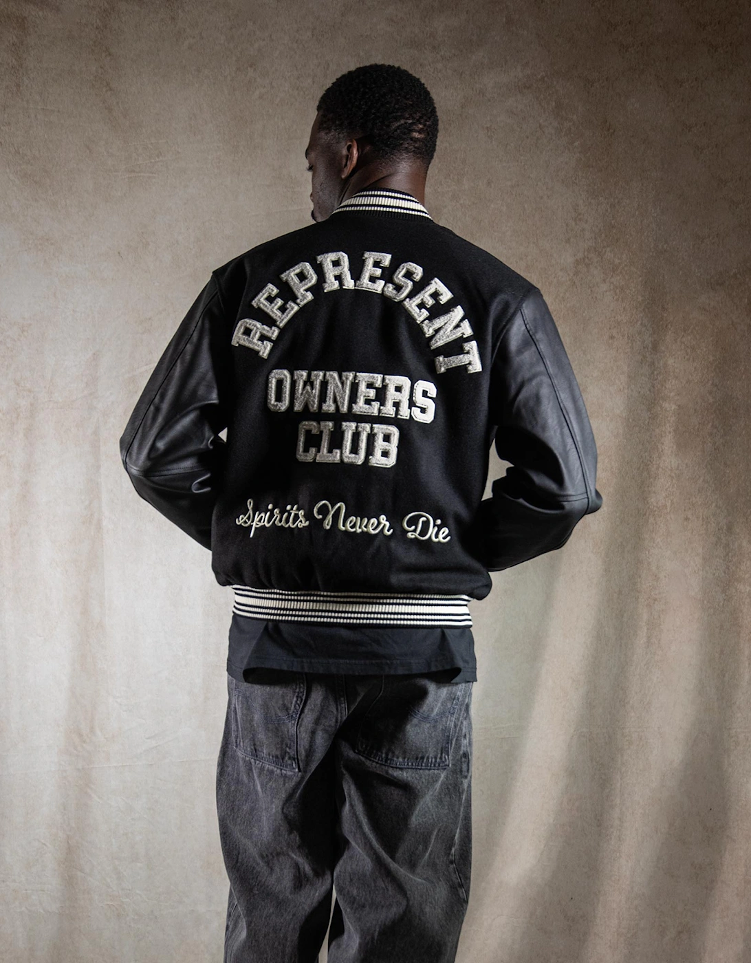 Oversized Fit Owners Club Varsity Jacket